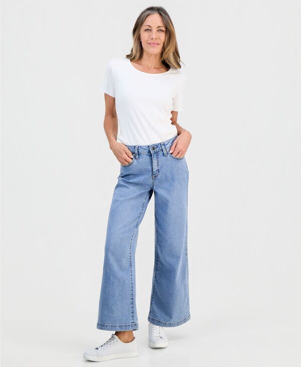 スタイルアンドコー レディース ボトムス デニムパンツ ワイドレッグ プチ ジーンズ Style Co Petite FivePocket HighRise Wide Leg Jeans Fresno Wash