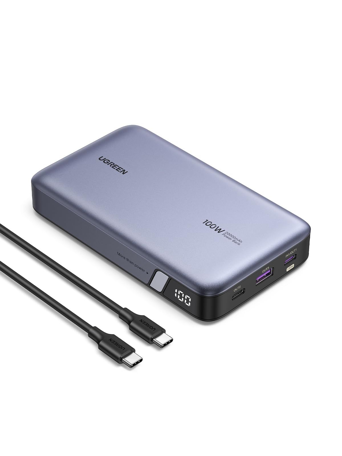 UGREEN 100W PD・PPS 2.0対応 20000mAh 大容量 3ポート USB-C×2 USB-A 