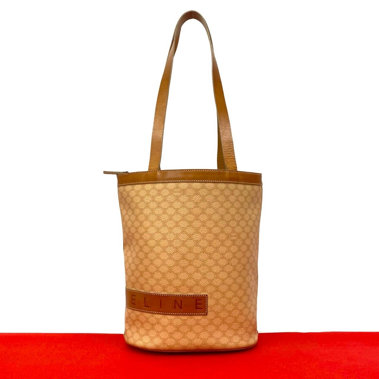 美品 CELINE マカダム トリオンフ トートバッグ　肩掛け　ジッパー 極 美品 CELINE セリーヌ ヴィンテージ マカダム ブラゾン トリオンフ