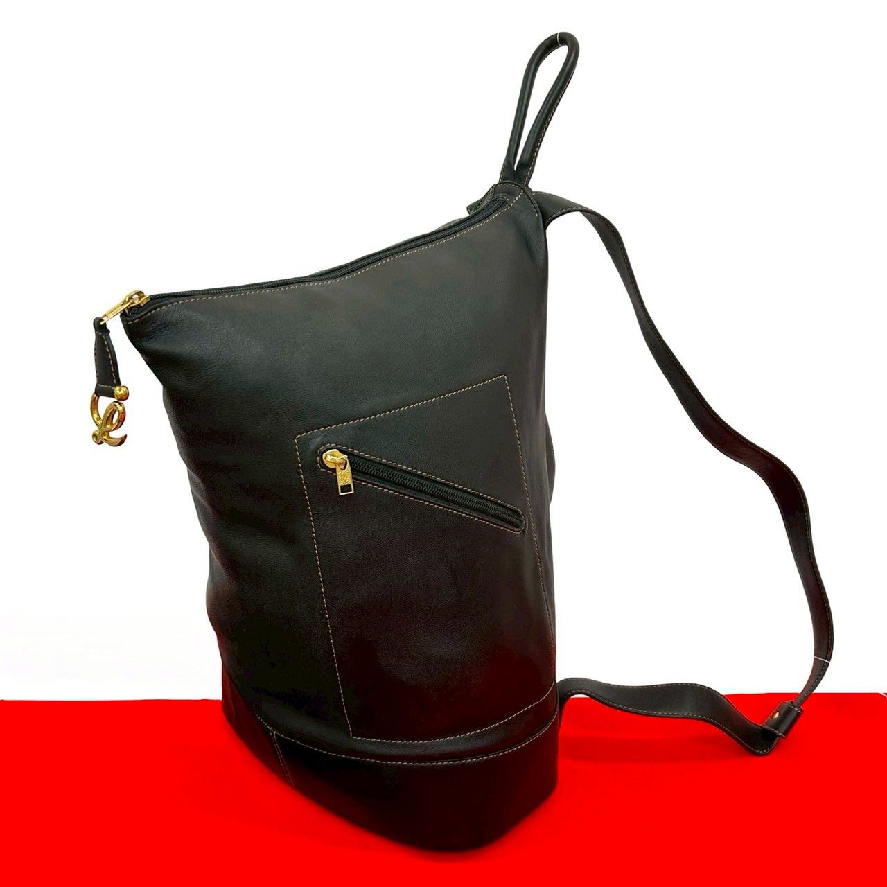 極 美品 希少品 ポーチ付き LOEWE ロエベ ヴィンテージ ロゴ 金具 