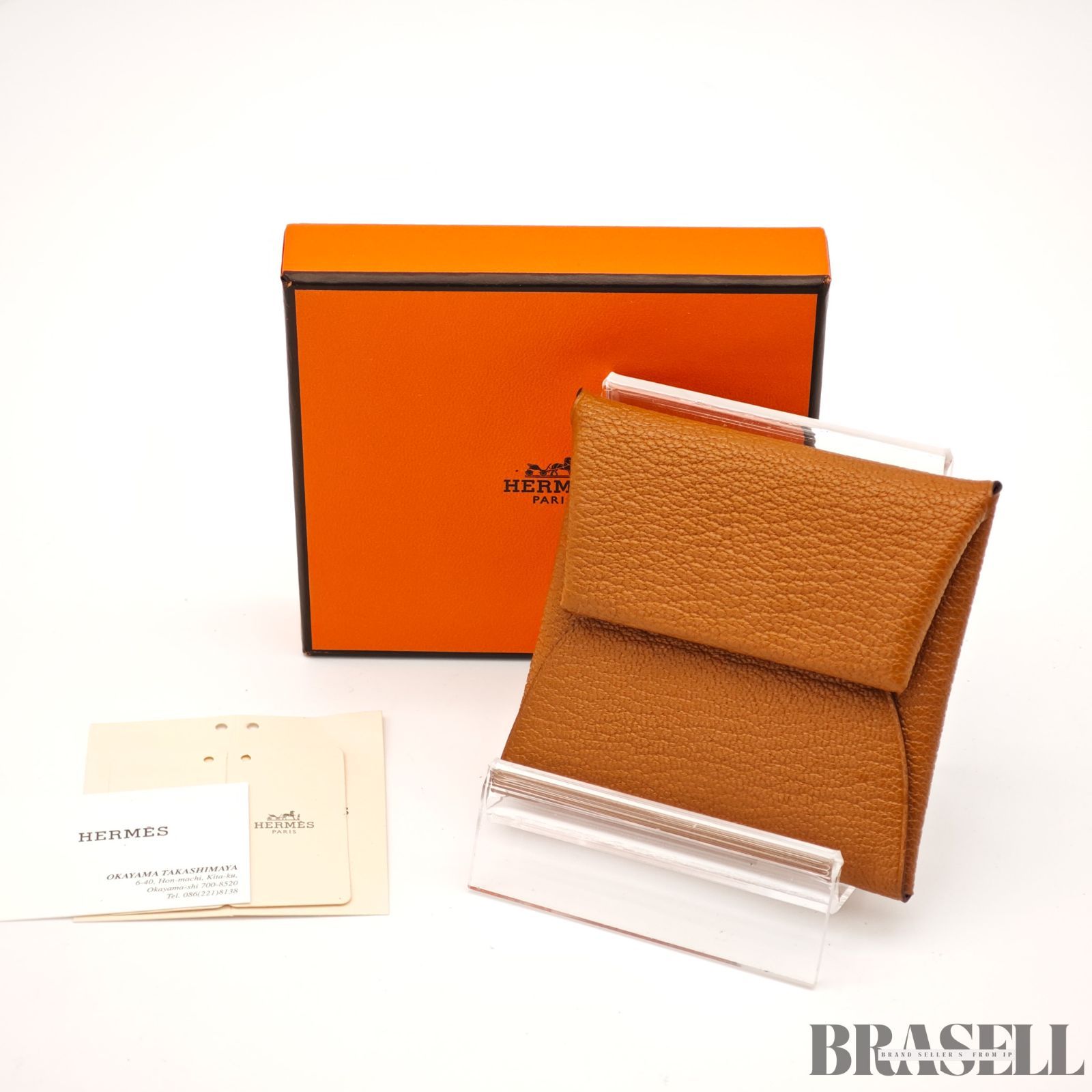HERMES エルメス コインケース バスティア バッグ キャメル レディース 