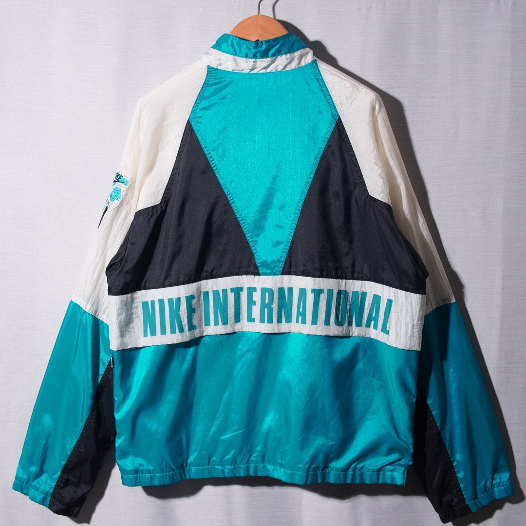 90s 銀タグ ナイキ NIKE ナイロンジャケット M ホワイト ネイビー