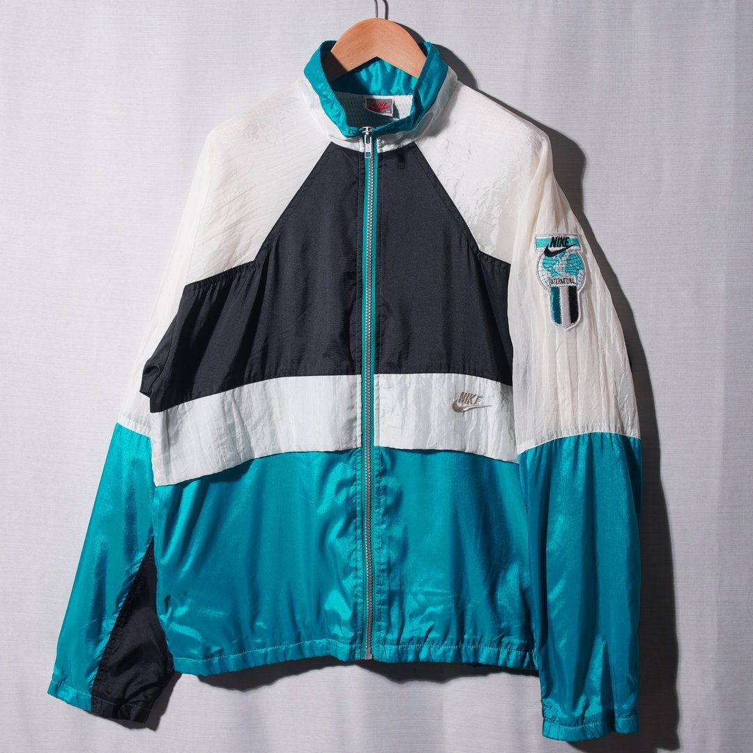 90s 銀タグ ナイキ NIKE ナイロンジャケット M ホワイト ネイビー