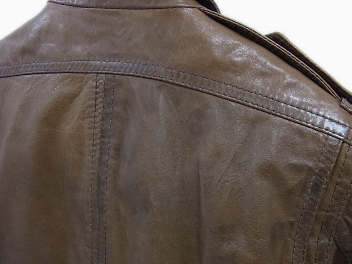◇DIESEL M-65 レザー ミリタリー フィールドジャケット ハンタージャケット 牛革 ダークブラウン ディーゼル メンズ 激シブ ◇DIESEL M-65 レザー ミリタリー フィールドジャケット ハンター