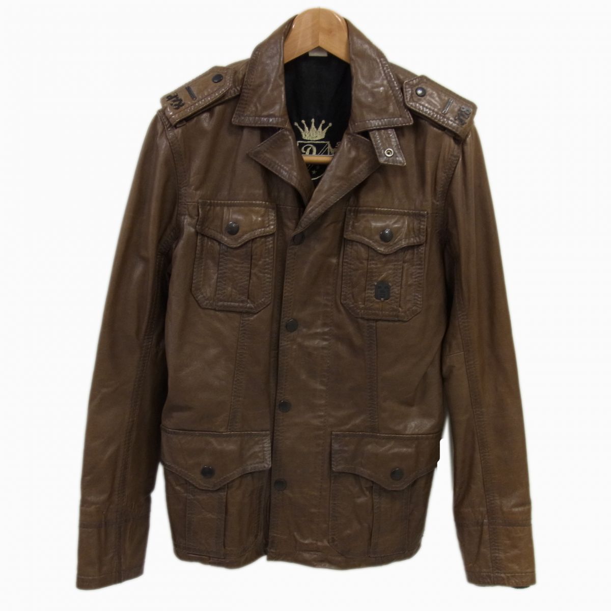 ◇DIESEL M-65 レザー ミリタリー フィールドジャケット ハンタージャケット 牛革 ダークブラウン ディーゼル メンズ 激シブ ◇DIESEL M-65 レザー ミリタリー フィールドジャケット ハンター
