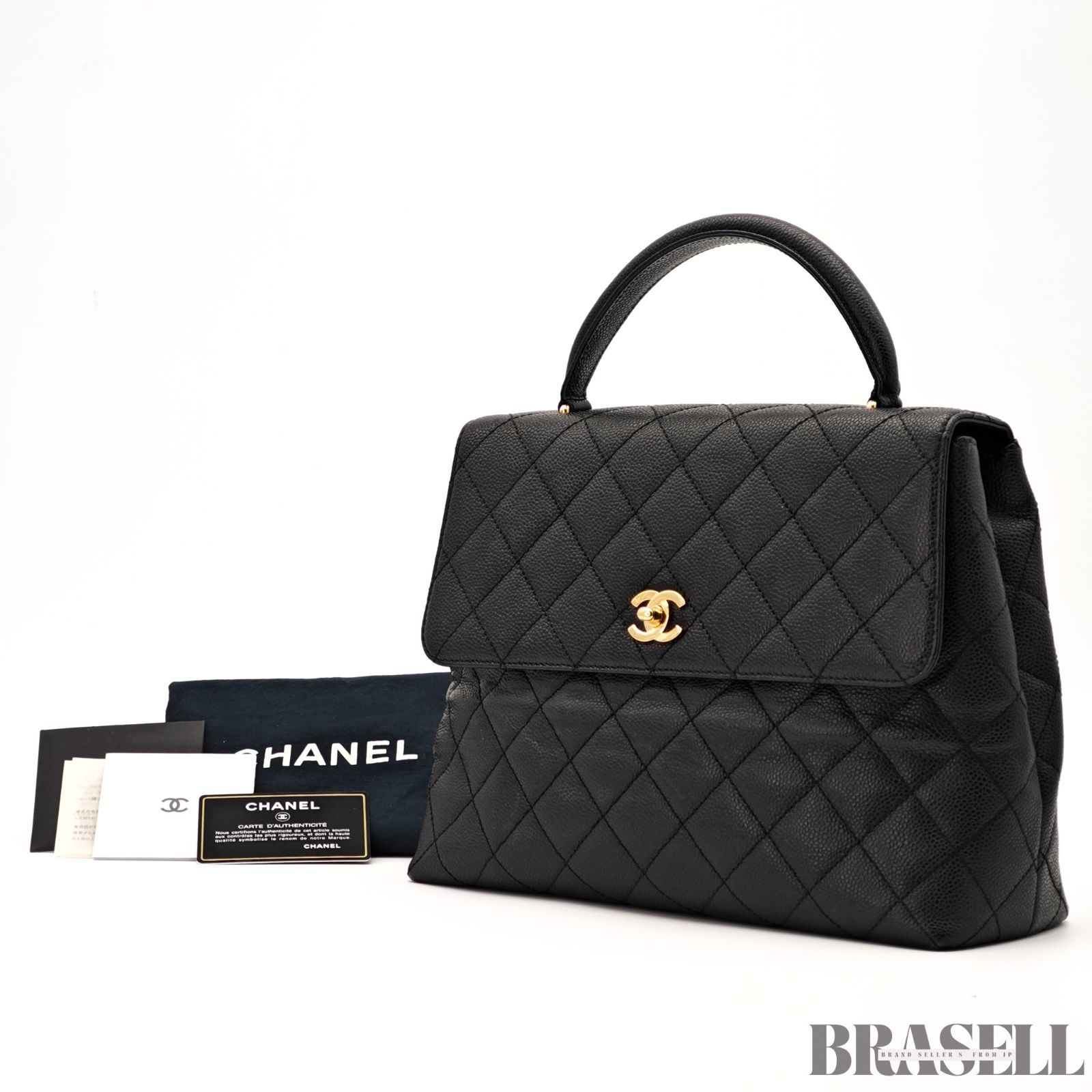 CHANEL ケリー トップ バッグ ハンドバッグ ブラック レディース 