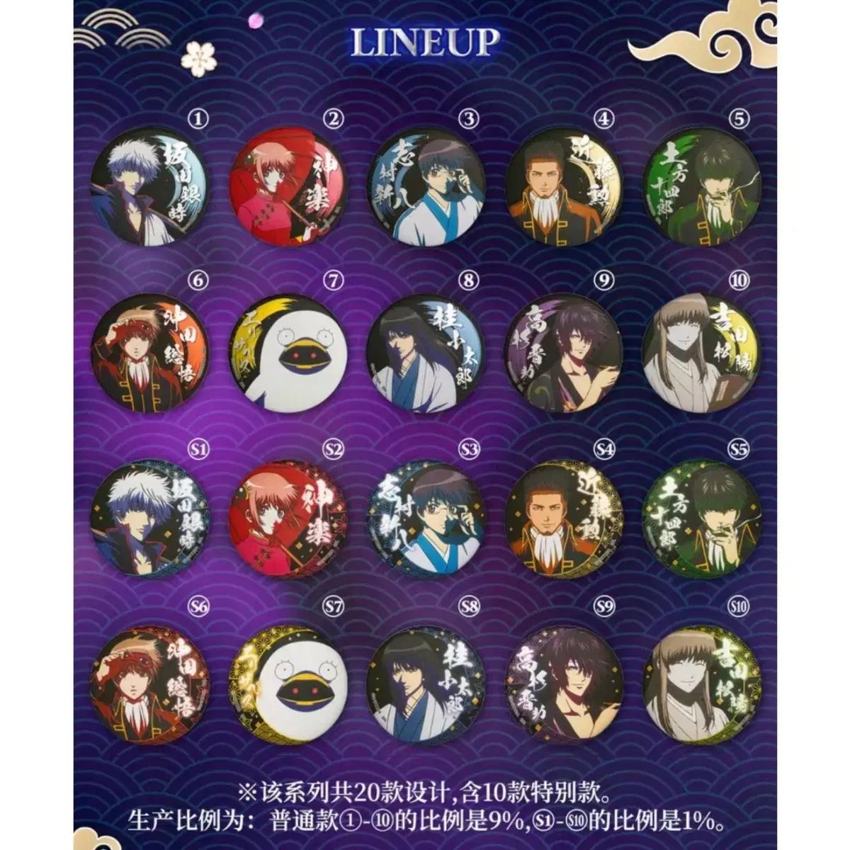 大人気，新作 銀魂 缶バッジ 中 バンダイ Ver. 1 土方 十四郎