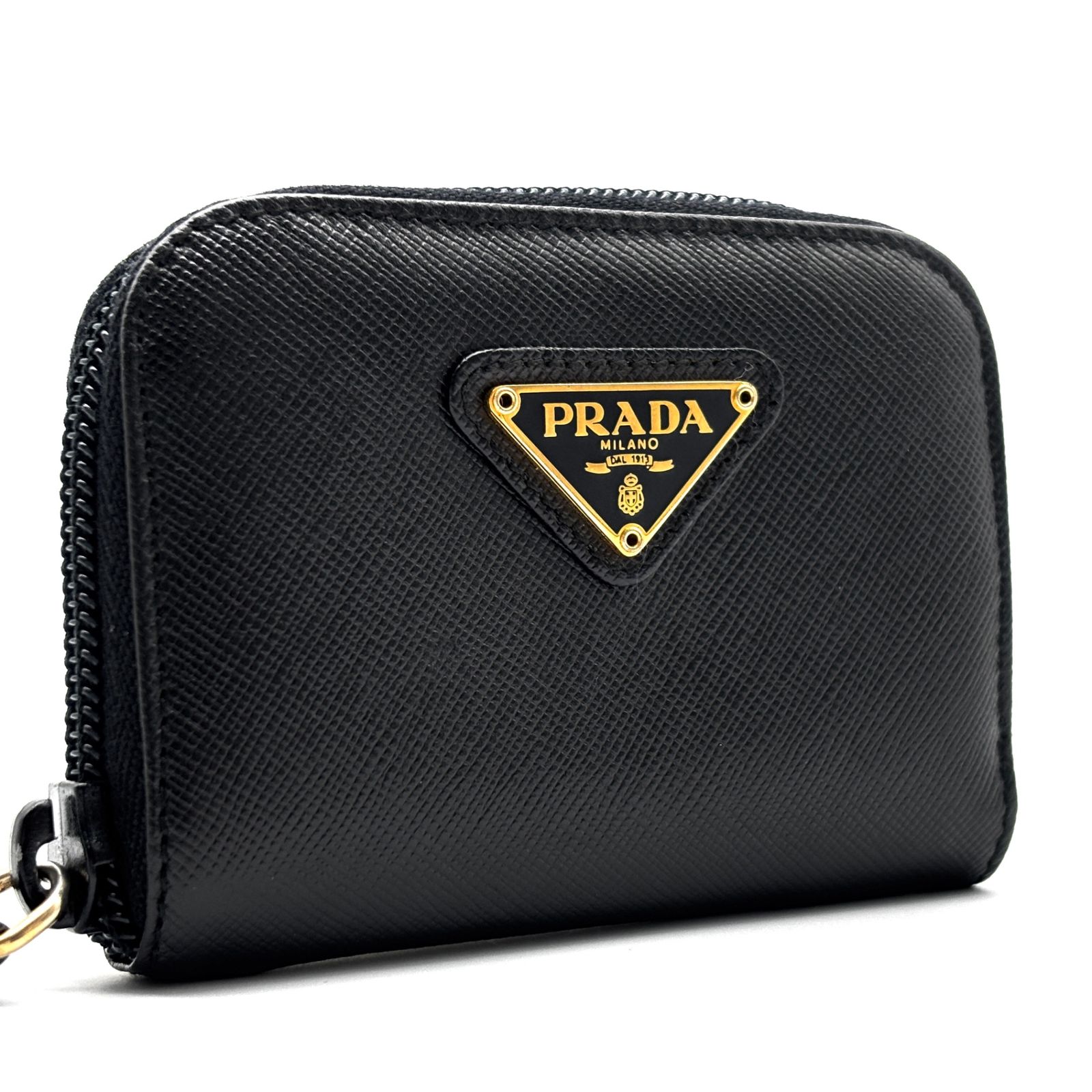 未使用に近い PRADA コインケース 三角プレート サフィアー ラウンド