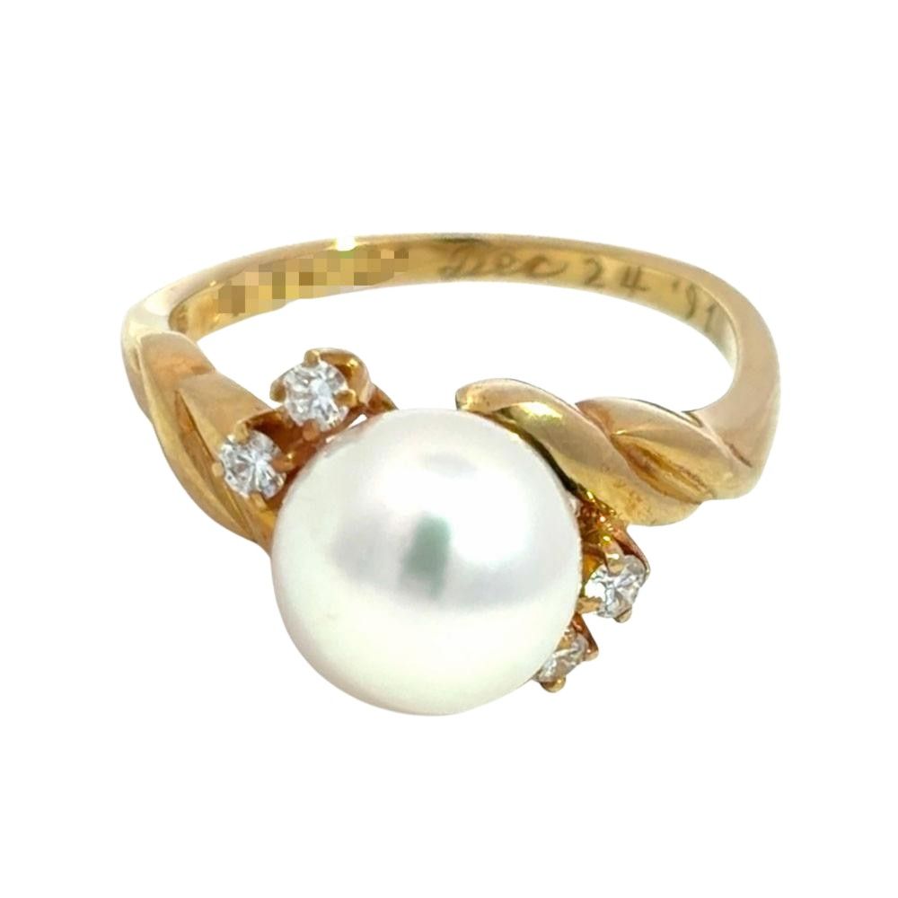 ミキモト MIKIMOTO パール 7.6mm ダイヤモンド リング 指輪 約 ミキモト MIKIMOTO パール 7.6mm ダイヤモンド リング 指輪 約