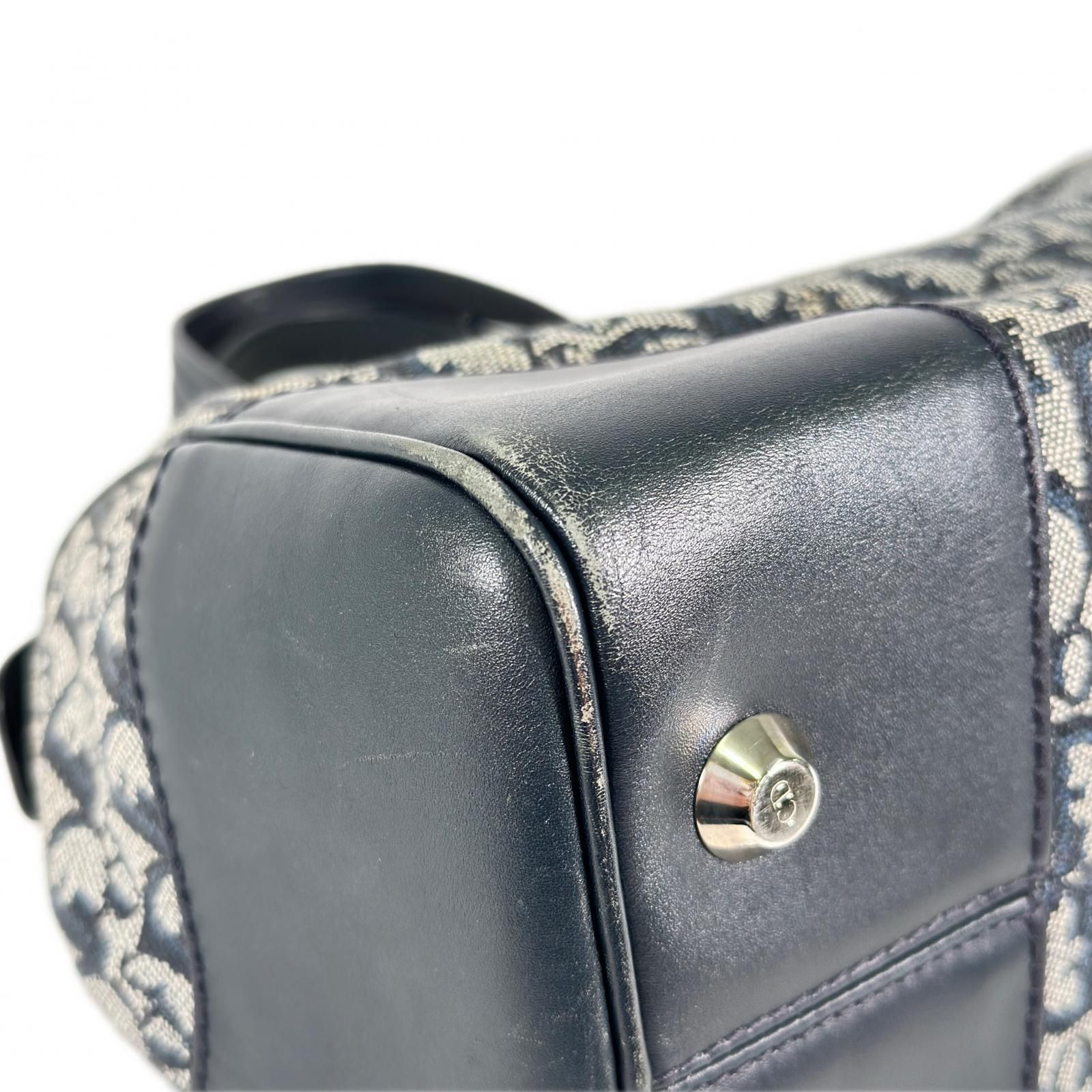 Dior ディオール ミニボストンバッグ トロッター柄 D金具 キャンバス 