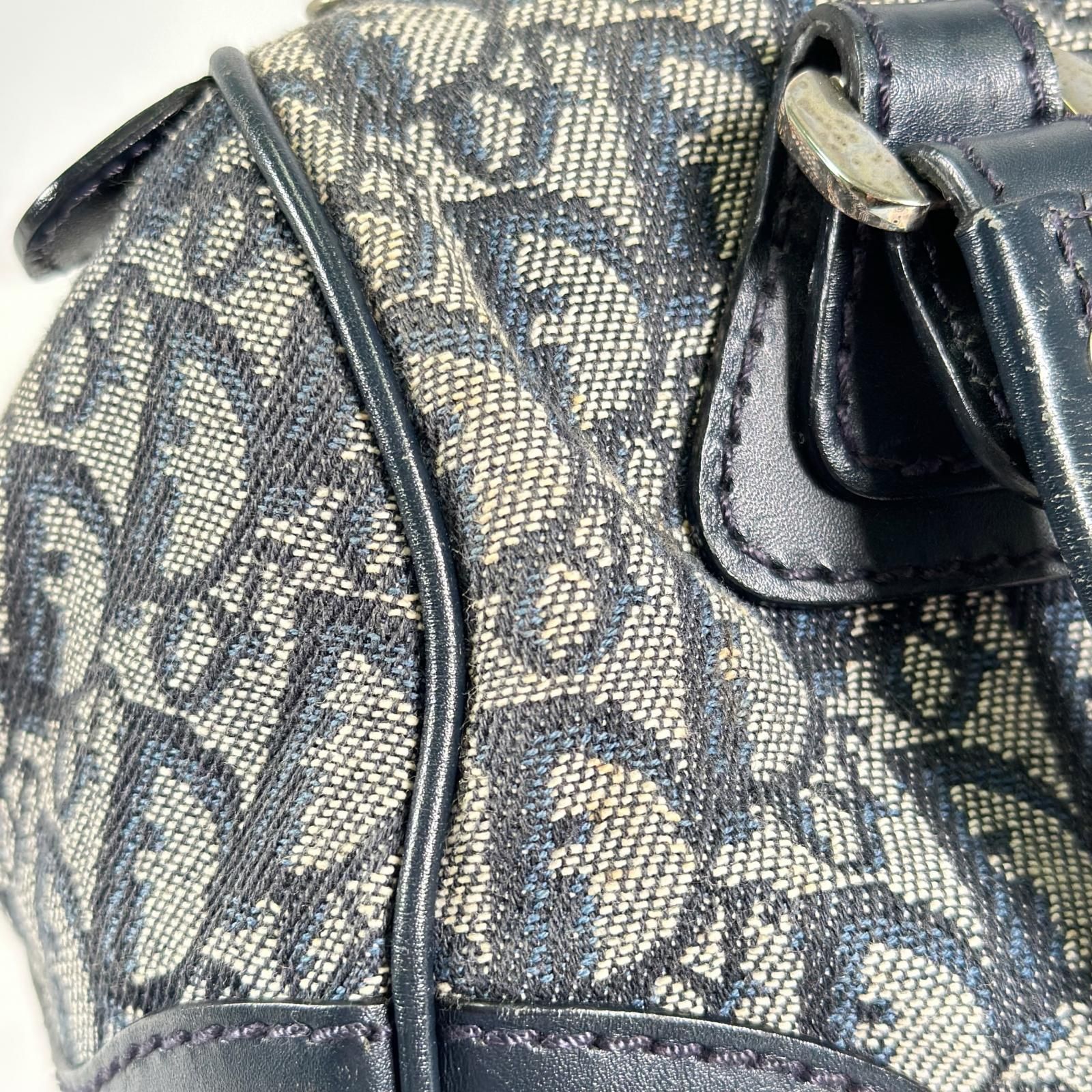 Dior ディオール ミニボストンバッグ トロッター柄 D金具 キャンバス 