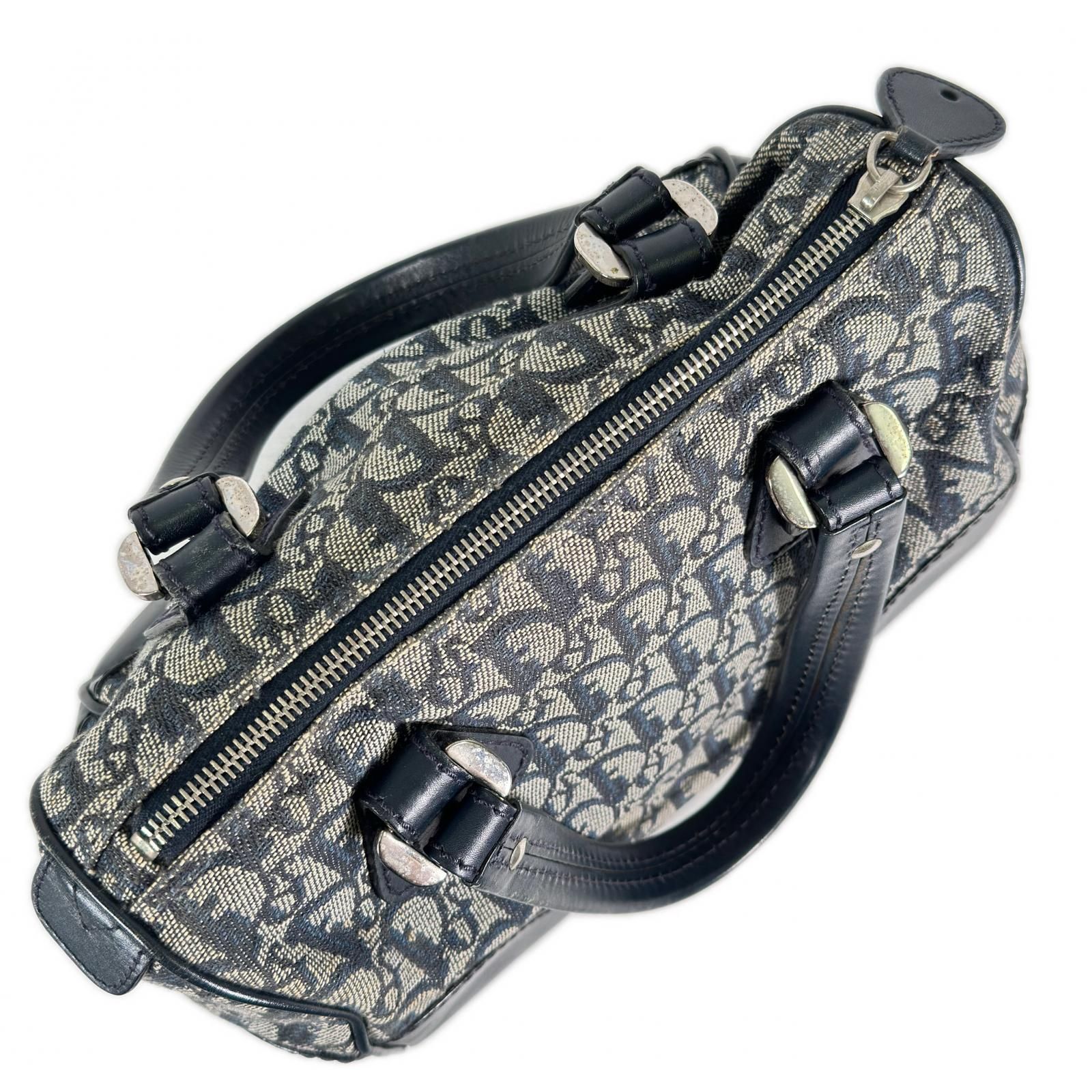 Dior ディオール ミニボストンバッグ トロッター柄 D金具 キャンバス 