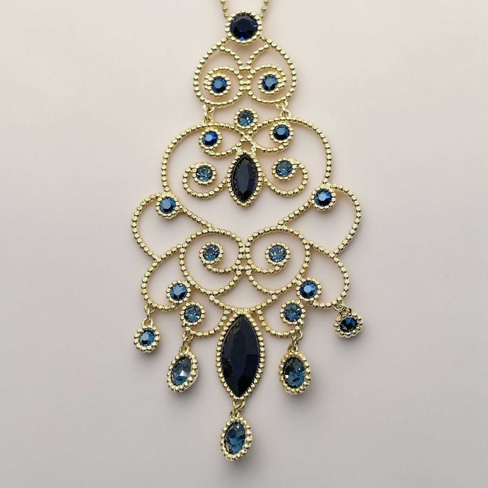 スワロフスキー Swarovski ネックレス ペンダント ゴールド 青石 