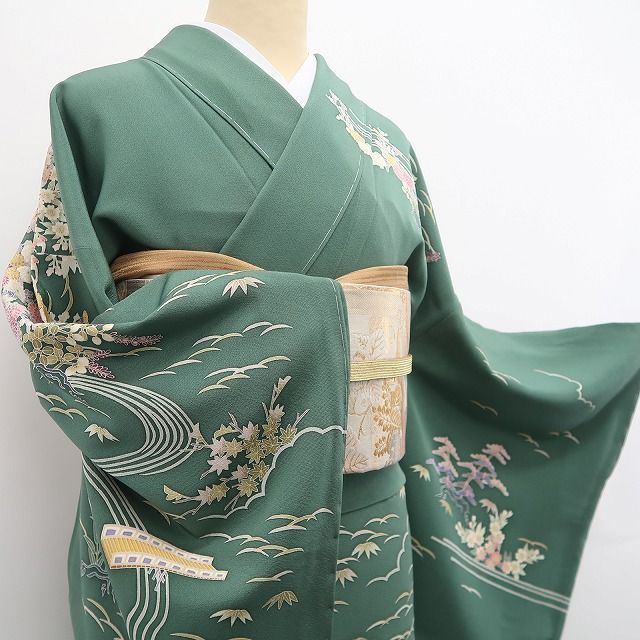 ❁tomihisa❁新品 本加賀友禅 宮野勇造 落款 御園 茶屋辻 着物 ❁tomihisa❁新品 本加賀友禅 宮野勇造 落款 御園 茶屋辻 着物