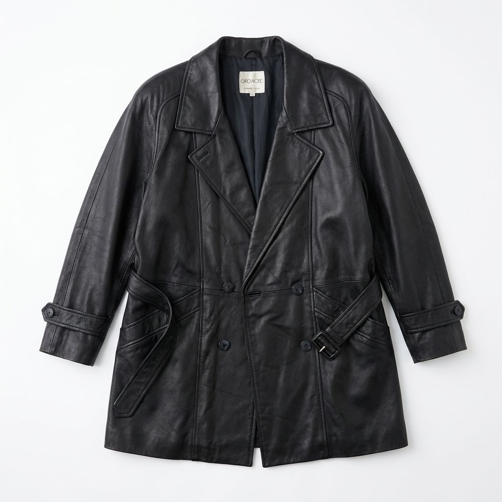 C-11] 本革 ダブルブレスト レザージャケット 黒 - メルカリ