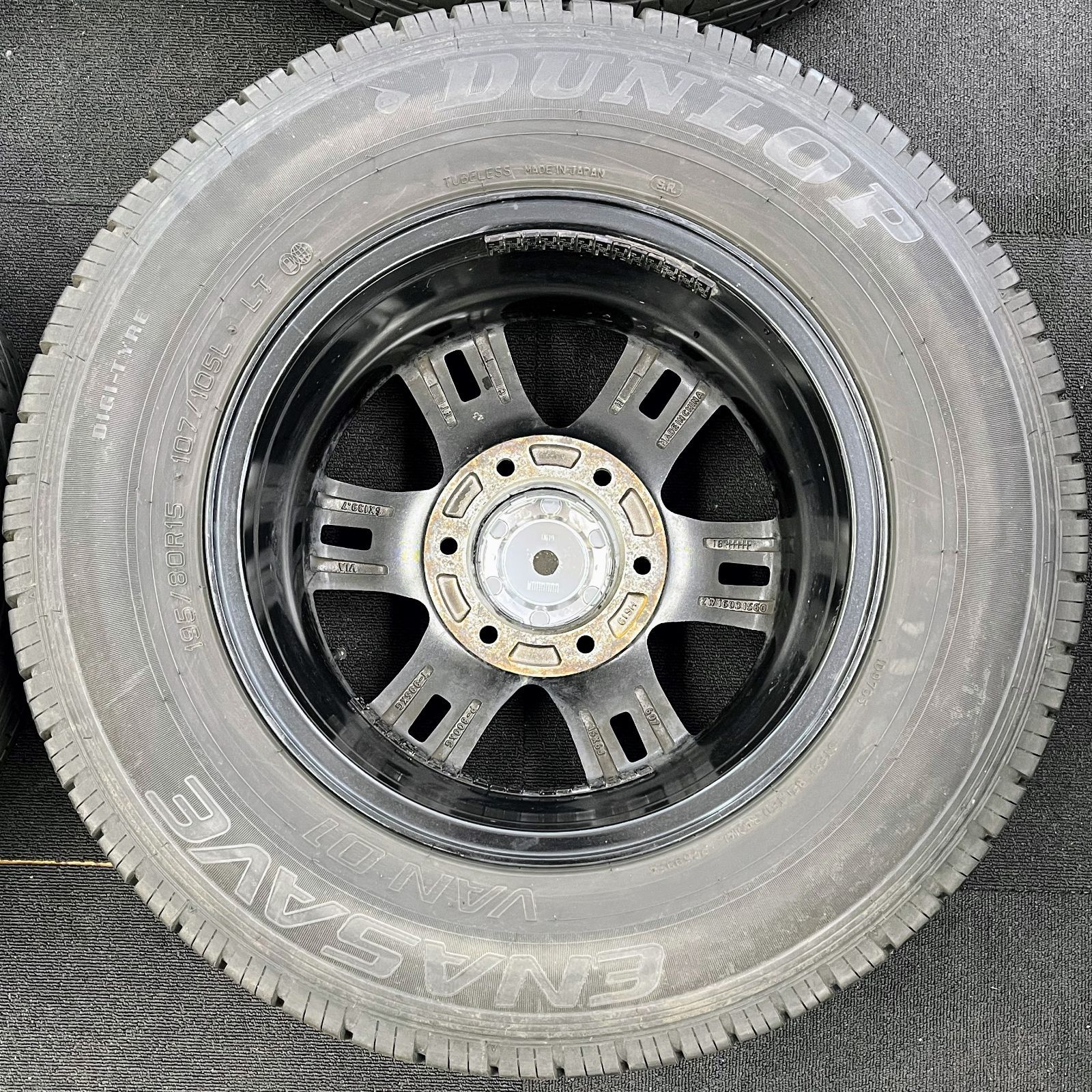 15×6J+43】【195/80R15】中古 サマータイヤ ホイール 4本セット 