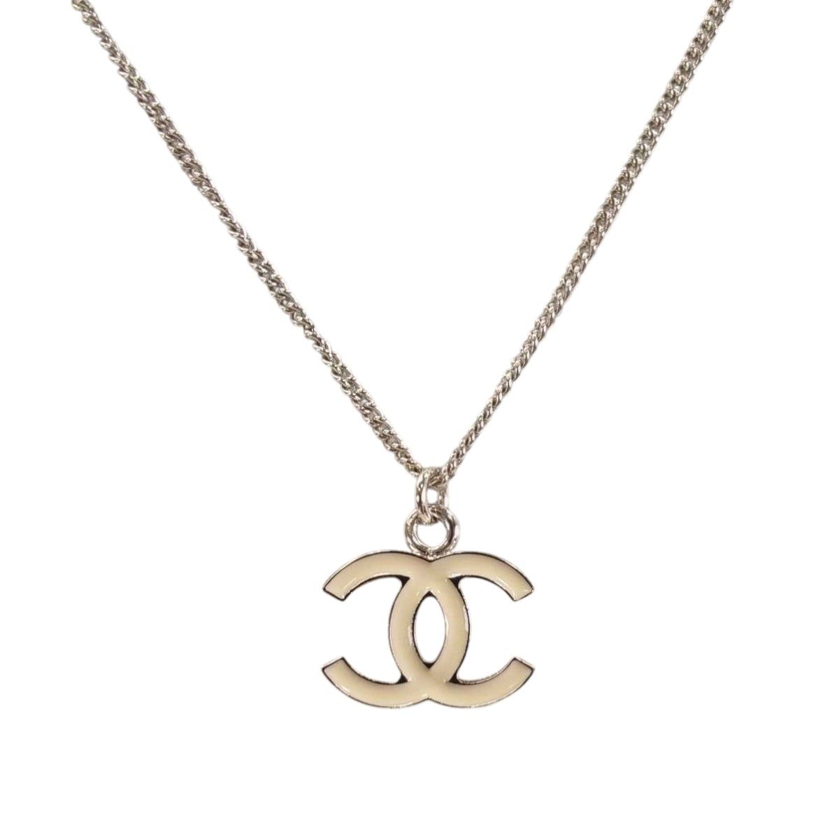 CHANEL シャネル ココマーク ネックレス シルバー×ホワイト 管理番号 