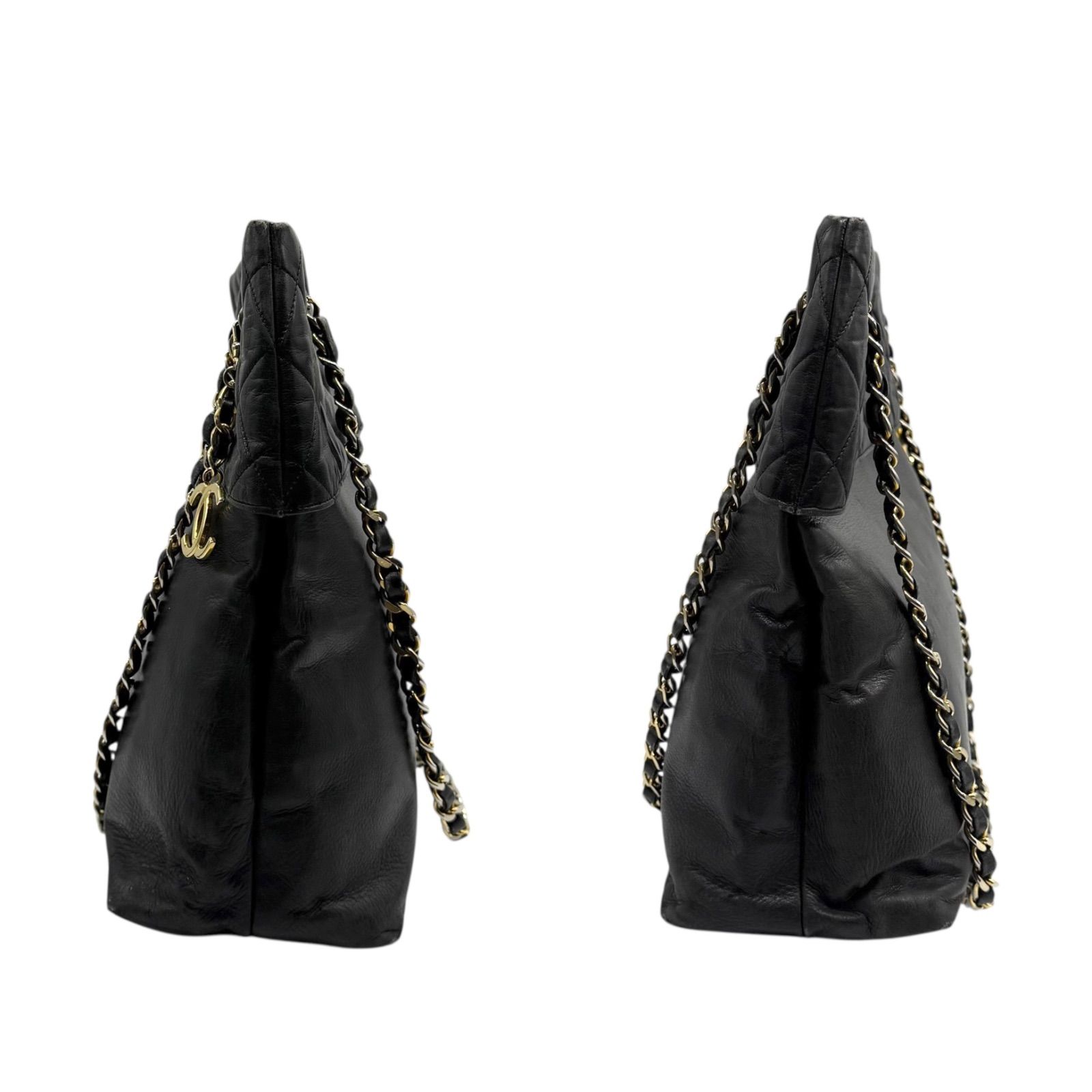 CHANEL シャネル マトラッセ ラムスキン チェーントート ココマーク 黒 シャネル CHANEL チェーン トートバッグ マトラッセ ラムスキン