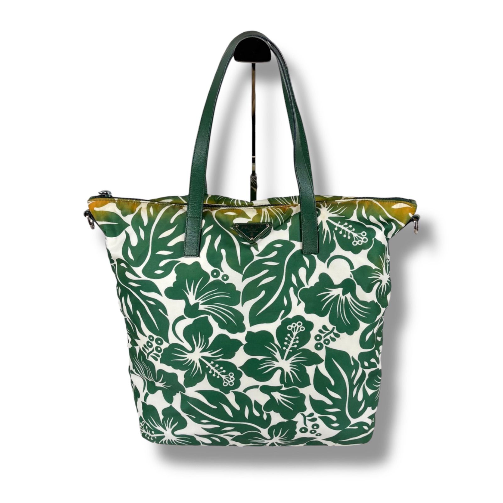 PRADA プラダ ハイビスカス トートバッグ フラワー テスートナイロン 