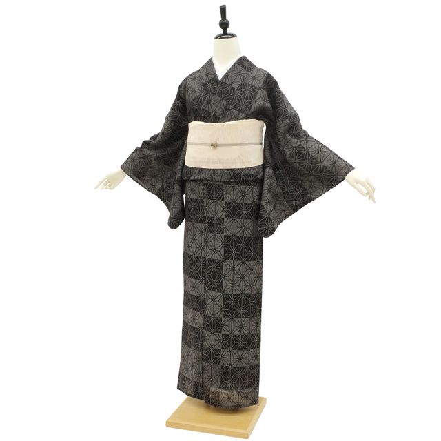 中古】 夏物 夏結城 単衣 着物 リサイクル 正絹 越後夏結城 十日町