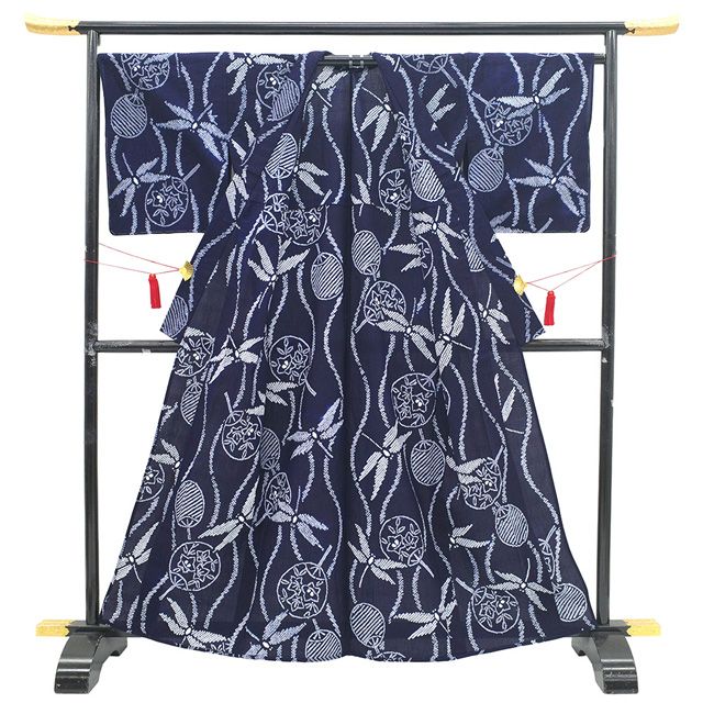 新品】 夏物 本場有松鳴海絞り 浴衣 未使用 ゆかた 絞り 木綿 綿 濃藍