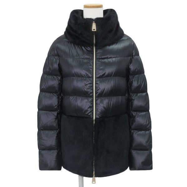 美品 サイズ38】HERNO ヘルノ ミンク エコファー コンビ ダウン 美品 サイズ38】HERNO ヘルノ ミンク エコファー コンビ ダウン
