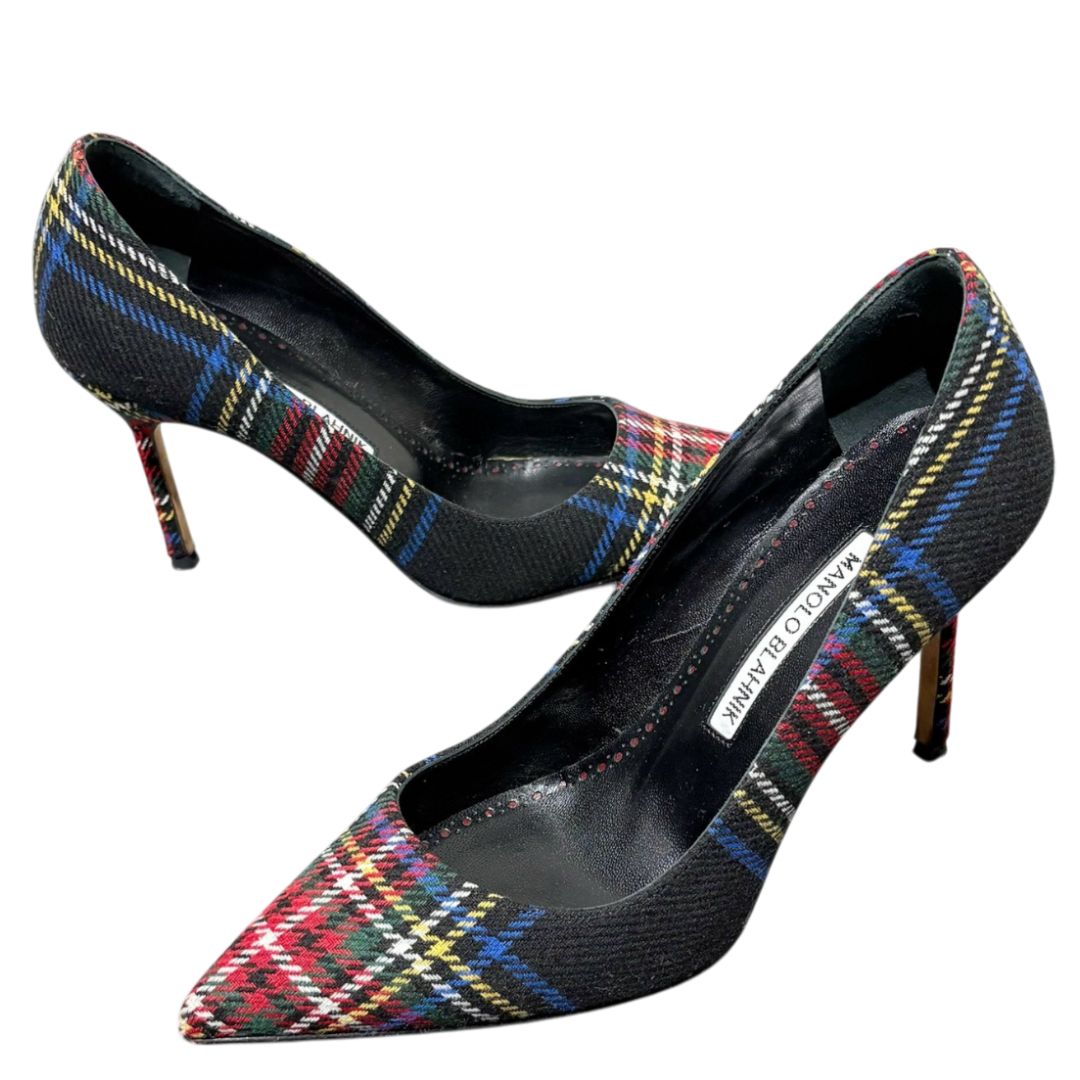 美品】マノロブラニク MANOLO BLAHNIK チェック柄パンプス サイズ36 1 