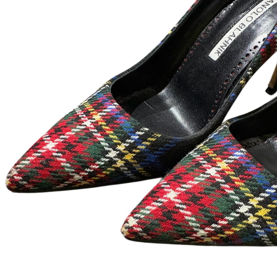 美品】マノロブラニク MANOLO BLAHNIK チェック柄パンプス サイズ36 1 