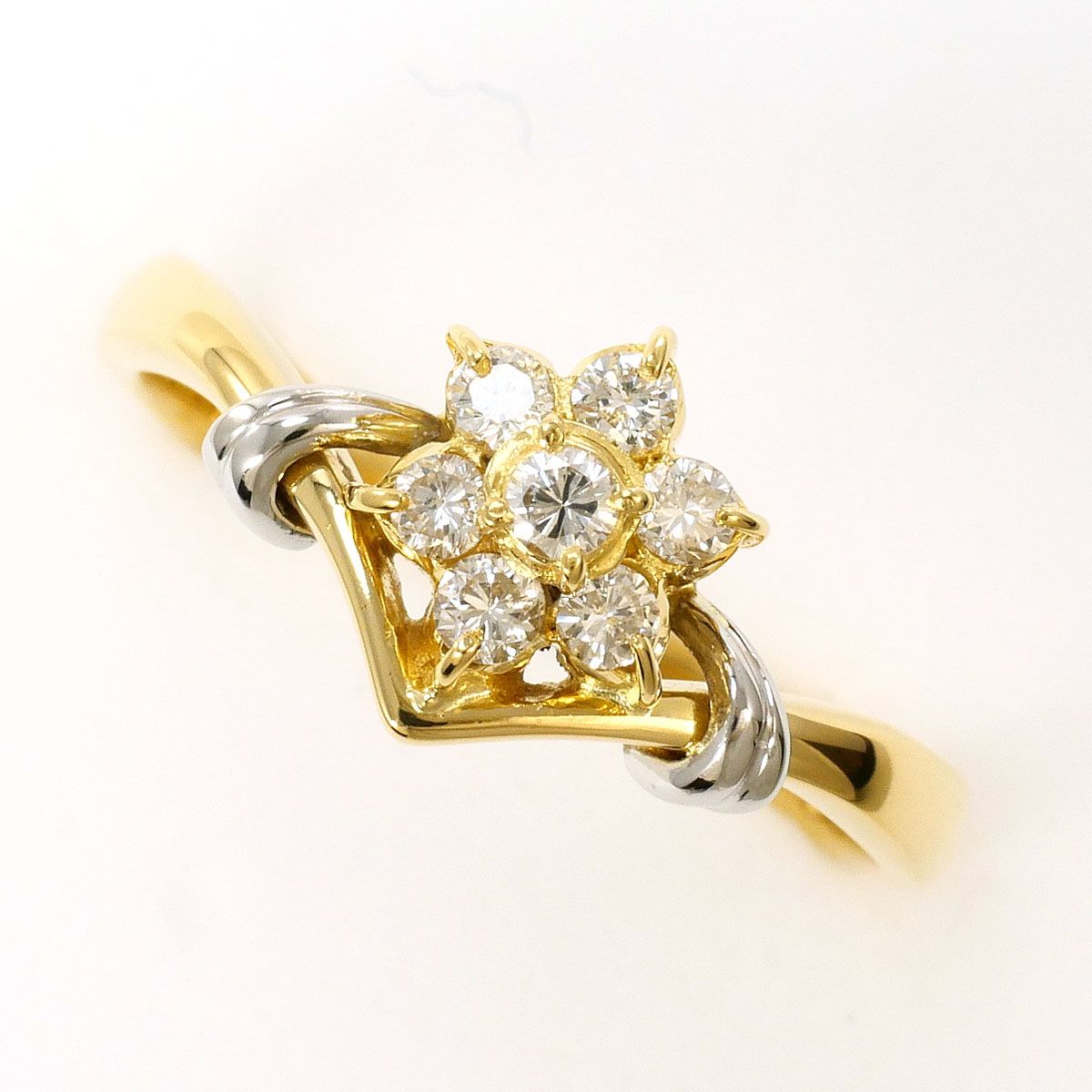 PT900/プラチナ K18YG リング・指輪 12.5号 ダイヤモンド 0.22ct PT900/プラチナ K18YG リング・指輪 12.5号 ダイヤモンド 0.22ct