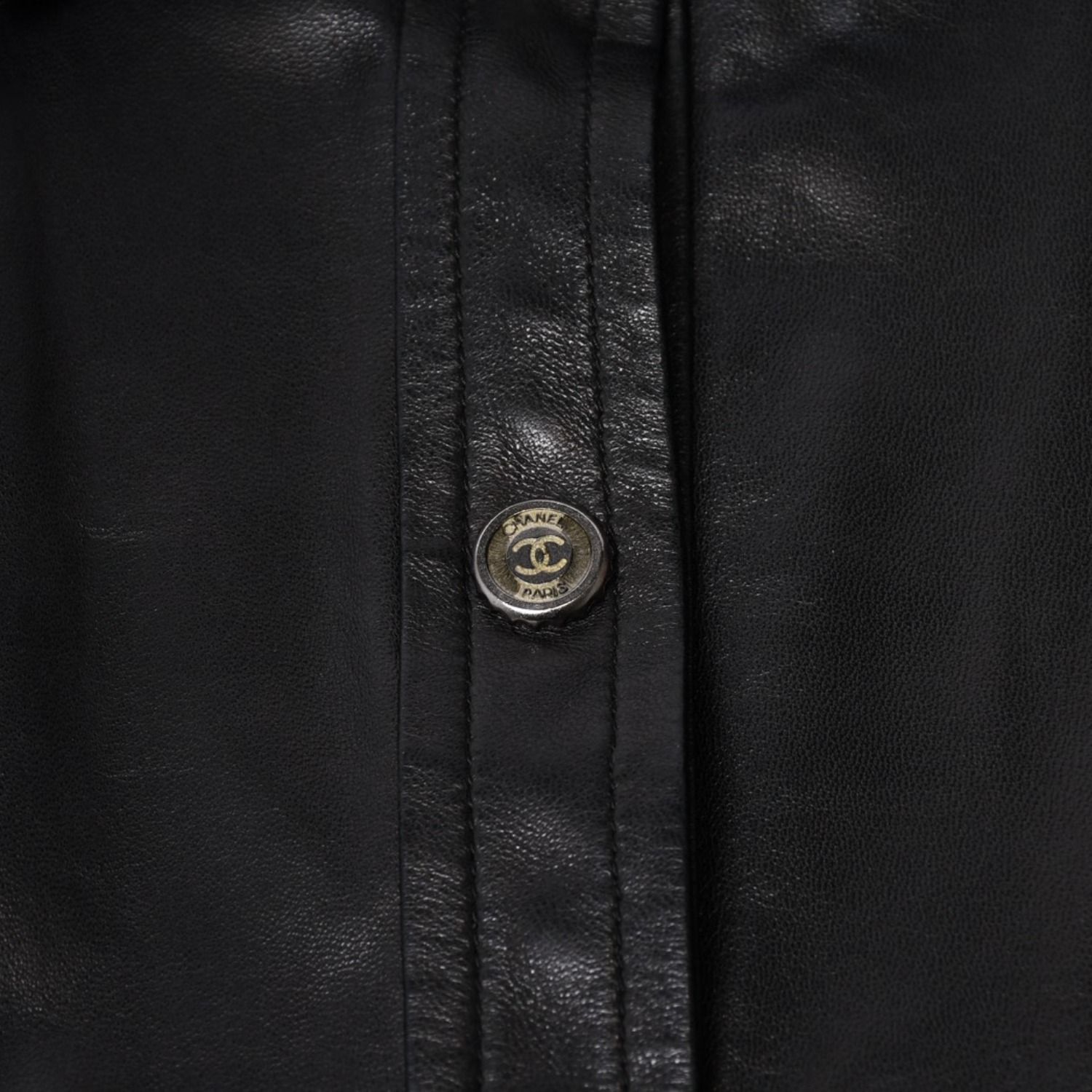 CHANEL シャネル 長袖レザーシャツ P28790C00009 サイズ38 ラムスキン