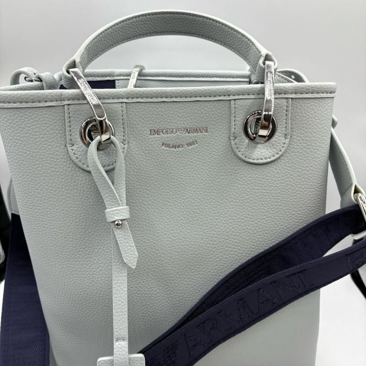 エンポリオ・アルマーニ Emporio Armani 2wayショルダー MyEA ハンドバッグ EW000362 ライトブルー【鑑定済み】正規品 EMPORIO ARMANI エンポリオアルマーニ ショルダーバッグ MyEA EW000362