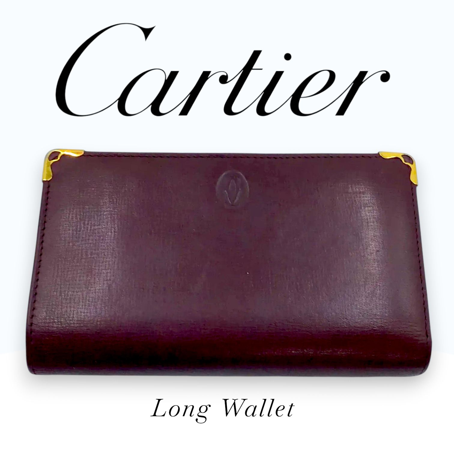 カルティエ 長財布 ボルドー レザー Cartier メンズ レディース 