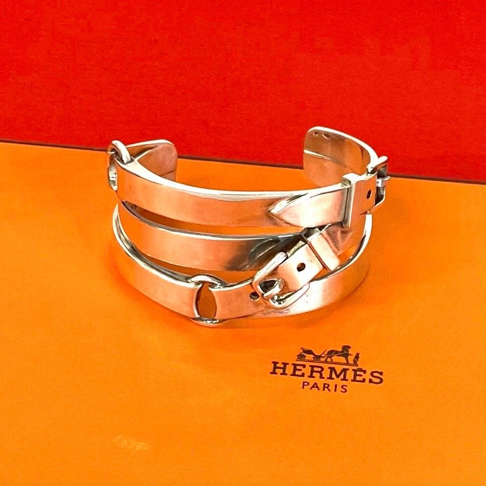極 美品 HERMES エルメス サンチュール 3連 ベルト シルバー925 