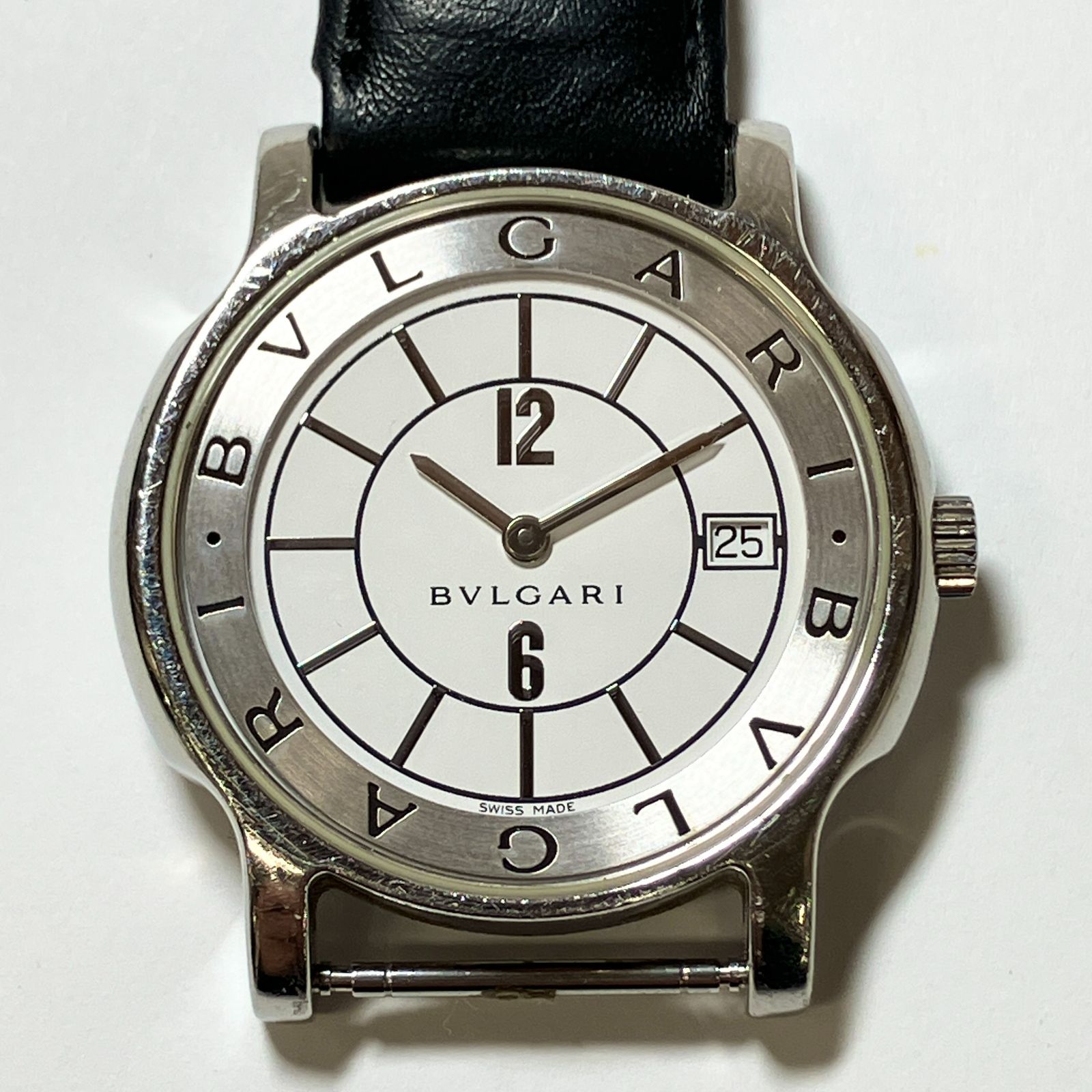 m001 BVLGARI ブルガリ ソロテンポ ST35S メンズ クォーツ式 腕時計 白 