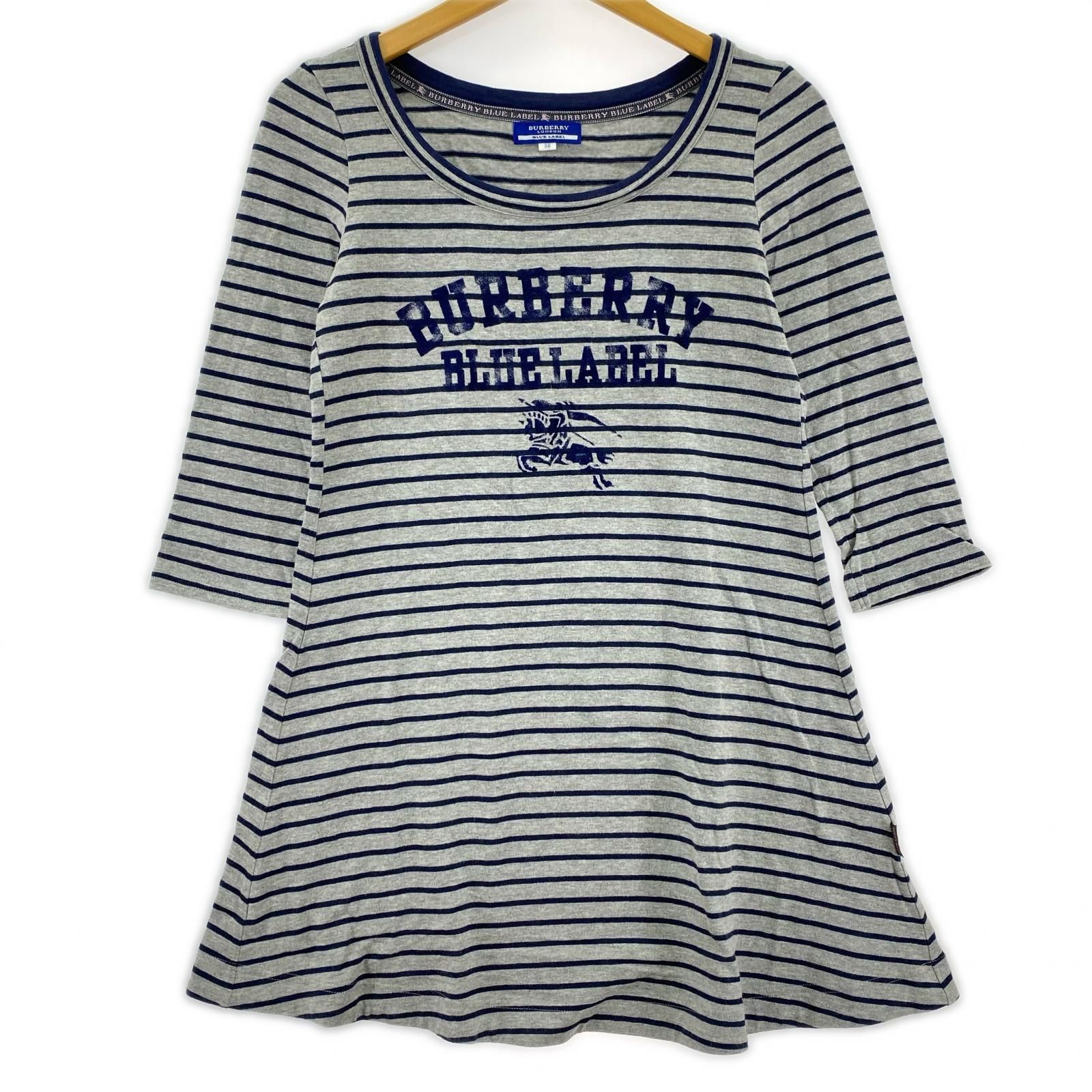 BURBERRY BLUE LABEL バーバリーブルーレーベル プリント ボーダー 