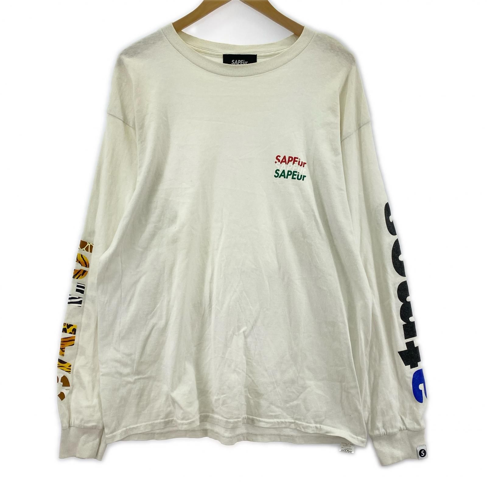 SAPeur サプール 袖プリント長袖Tシャツ sizeL/ホワイト - メルカリ