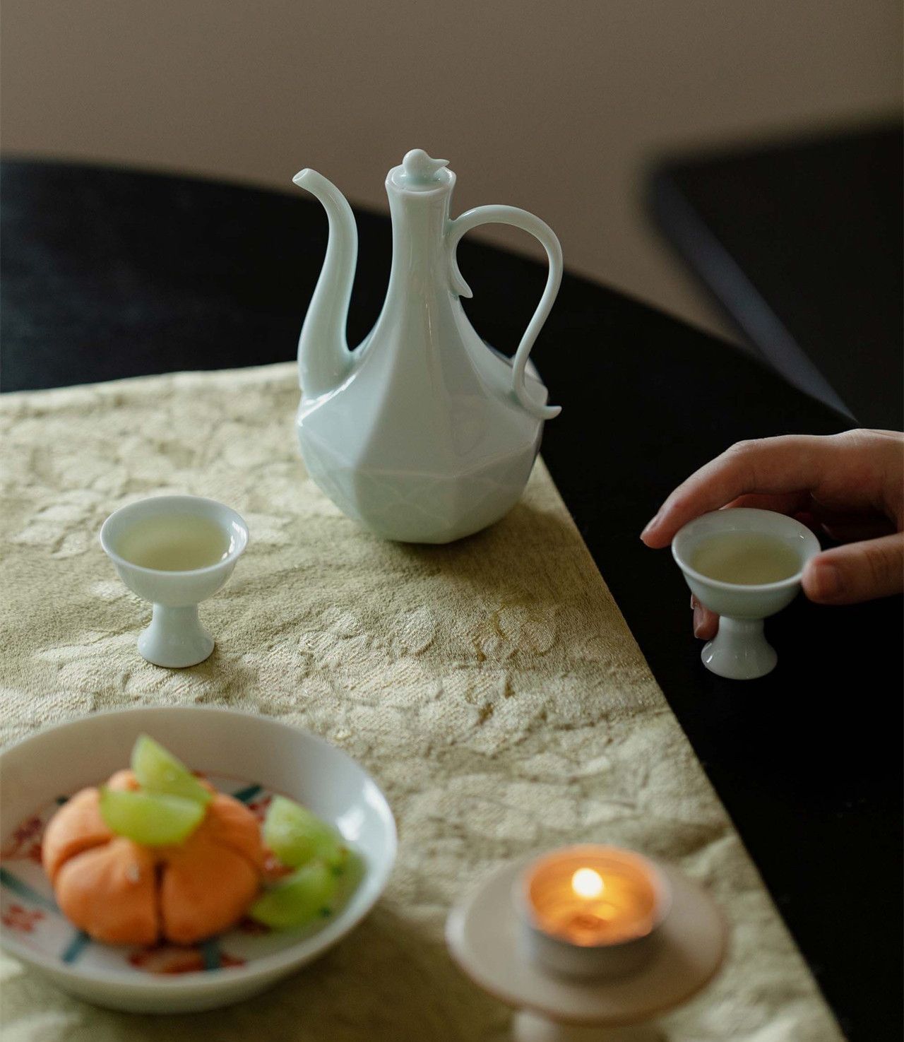 青磁 水差し ピッチャー 茶杯4点 茶器セット 帰省 お中元 贈り物 来客 