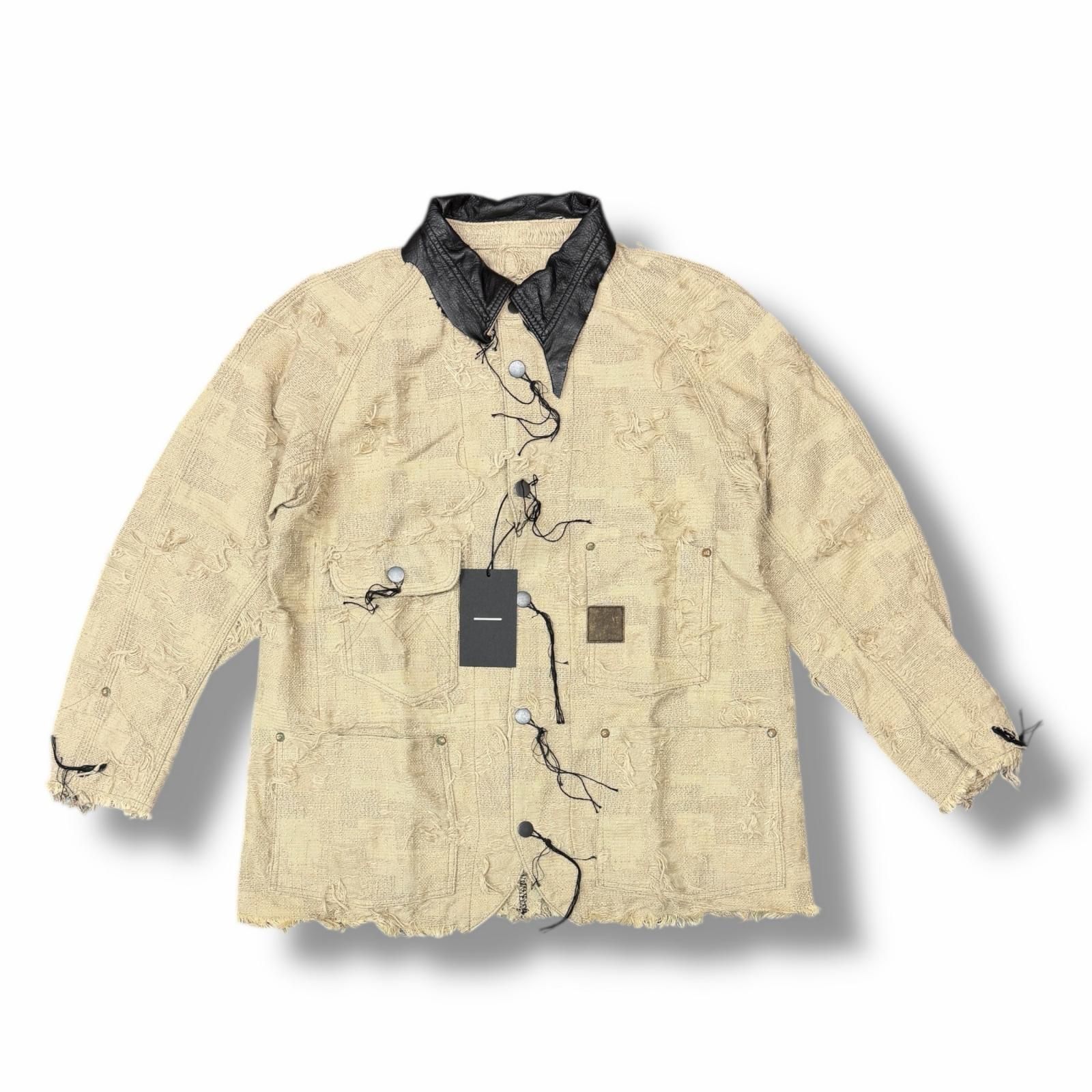 未使用 MINUS  Rustic Collar Chore Jacket Boro Crust ラスティックカラーチョアジャケット ボロクラスト カバーオール マイナス M-P1-LO1 ベージュ 3 （12594M） 未使用 MINUS Rustic Collar Chore Jacket Boro Crust ラスティック