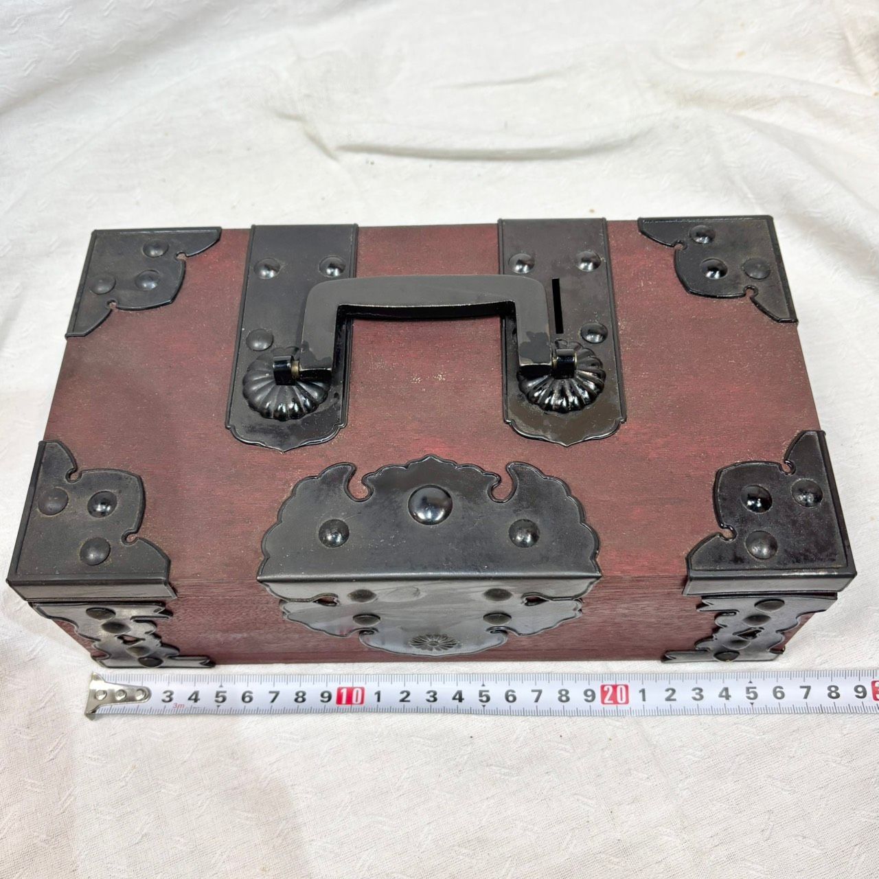 432 アンティーク 千両箱 型 貯金箱 鍵付き 骨董品 昭和レトロ 木箱