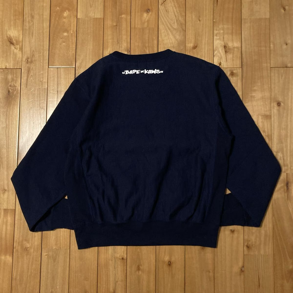 ☆激レア☆ KAWS × BAPE LOGO 長袖スウェット Sサイズ ネイビー a