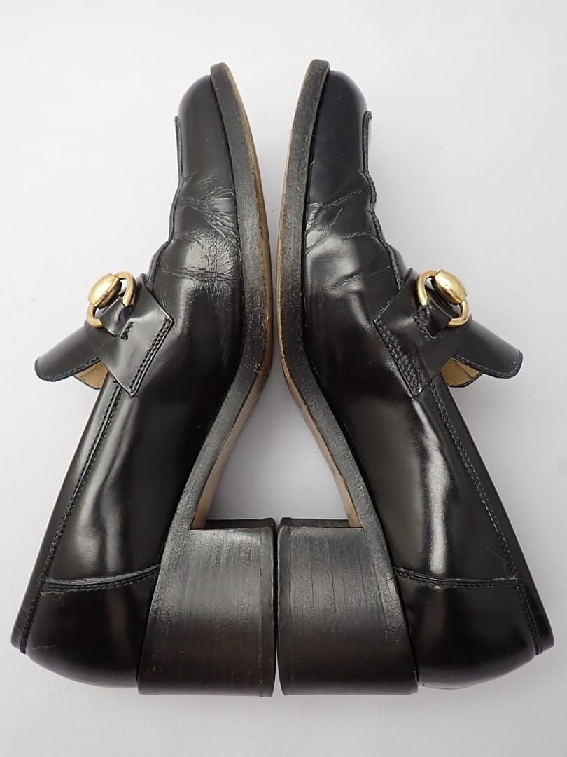 GUCCI グッチ ホースビット レディース パンプス 34.5 ブラック 中古B