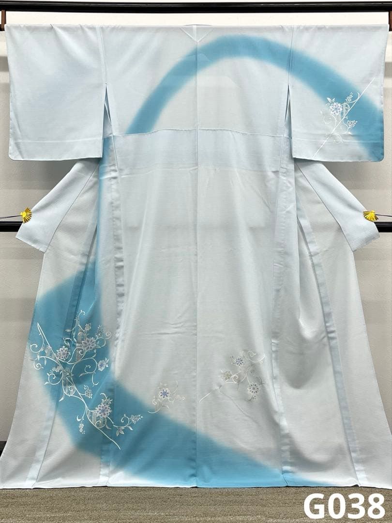 絽 訪問着 夏物 銀彩 透け感 居敷当て付き 正絹 躾糸付き G038 - メルカリ