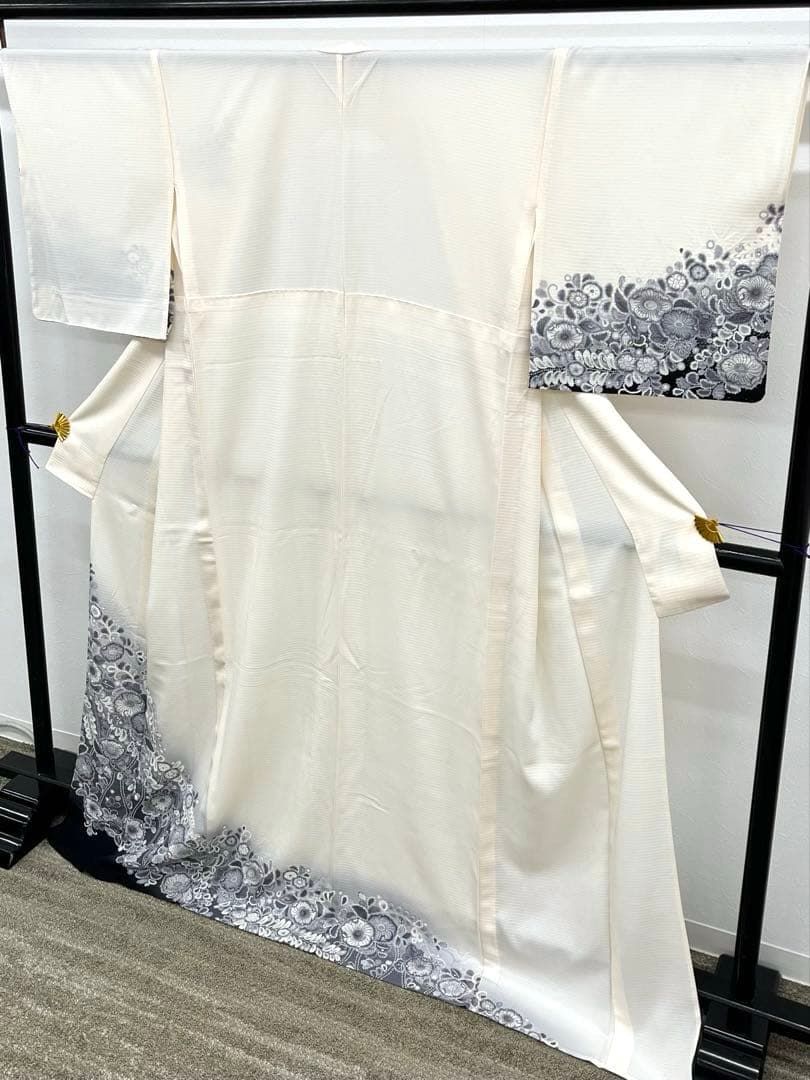 絽 訪問着 夏物 銀彩 辻ヶ花 透け感 居敷当て付き 正絹 躾糸付き G036