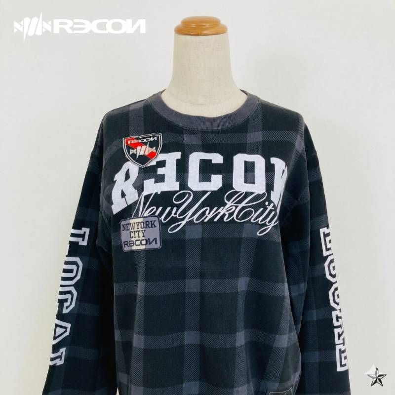 RECON リーコン チェックスウェット Lサイズ ブラック グレー 