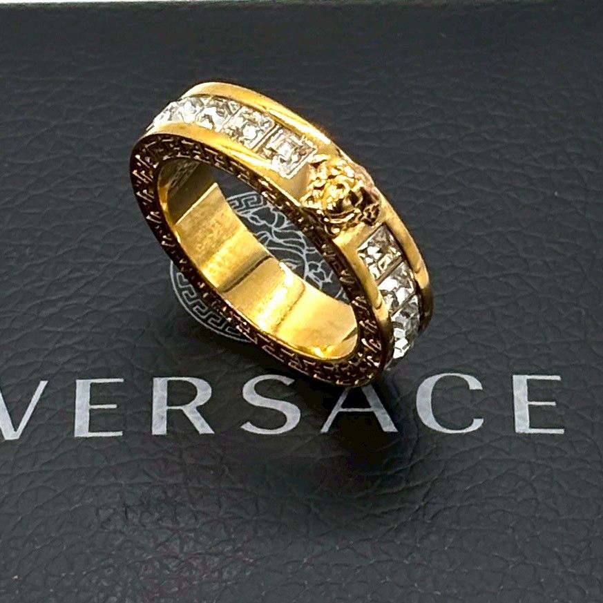 本物 ヴェルサーチ VERSACE メドゥーサ ラインストーン リング 指輪 20