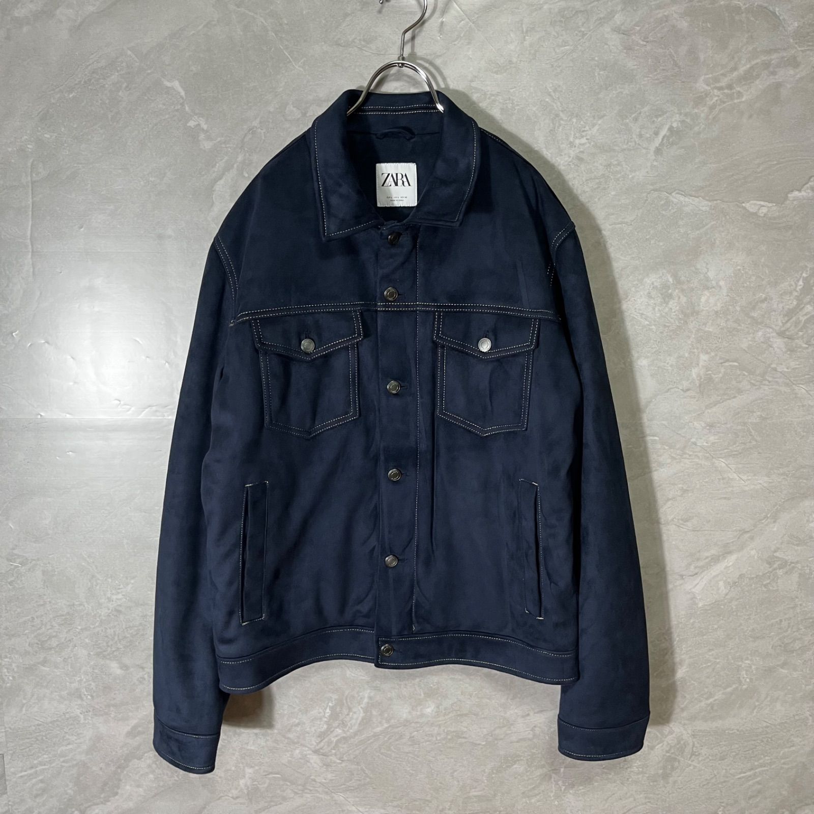 ZARA ザラ ネイビー スエード 風 ジャケット ブルゾン L - メルカリ
