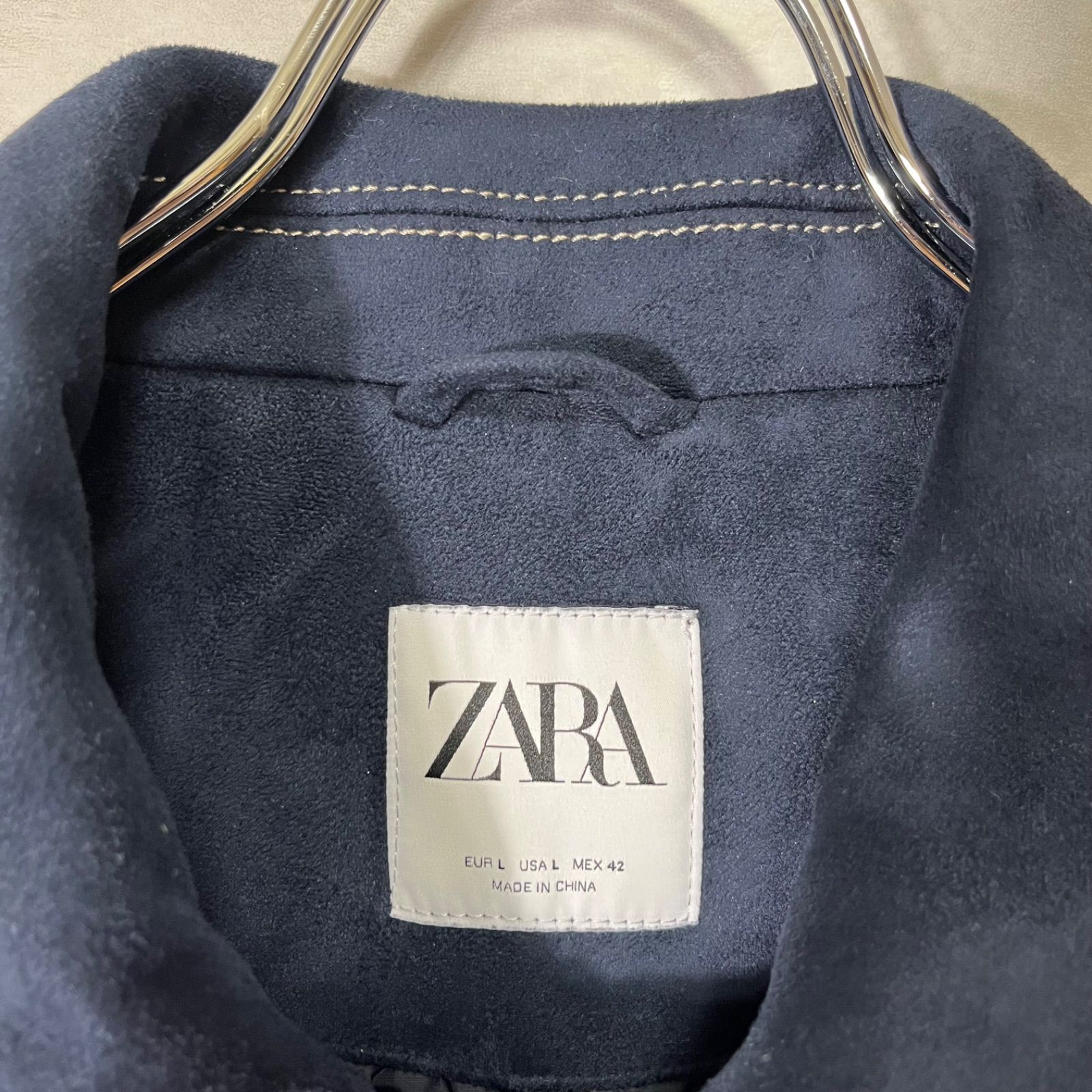 ZARA ザラ ネイビー スエード 風 ジャケット ブルゾン L - メルカリ