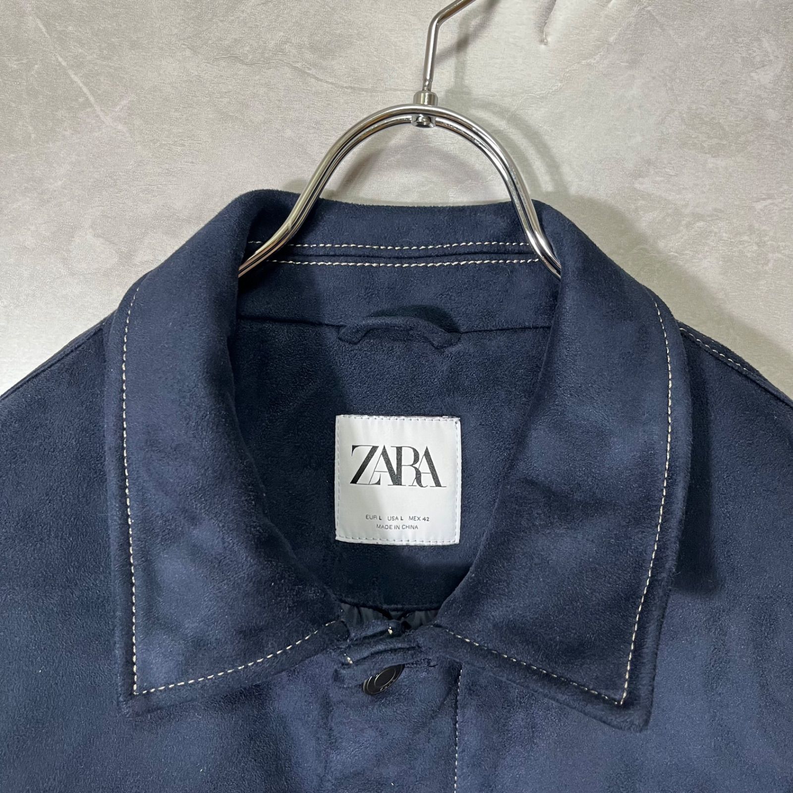 ZARA ザラ ネイビー スエード 風 ジャケット ブルゾン L - メルカリ
