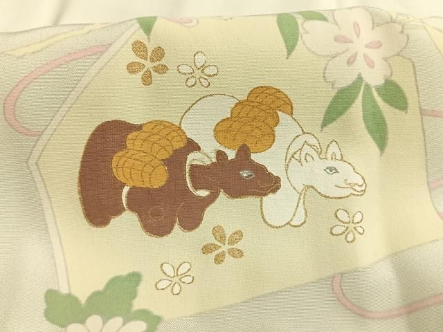 平和屋着物●長襦袢　単衣　絵馬　お守り　金彩　高島屋扱い　正絹　逸品　AABG4775fy 平和屋着物○長襦袢 単衣 絵馬 お守り 金彩 高島屋扱い 正絹 逸品