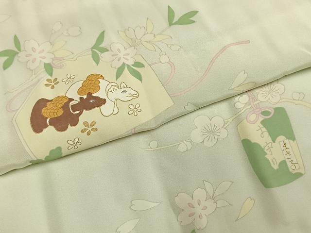 平和屋着物●長襦袢　単衣　絵馬　お守り　金彩　高島屋扱い　正絹　逸品　AABG4775fy 平和屋着物○長襦袢 単衣 絵馬 お守り 金彩 高島屋扱い 正絹 逸品